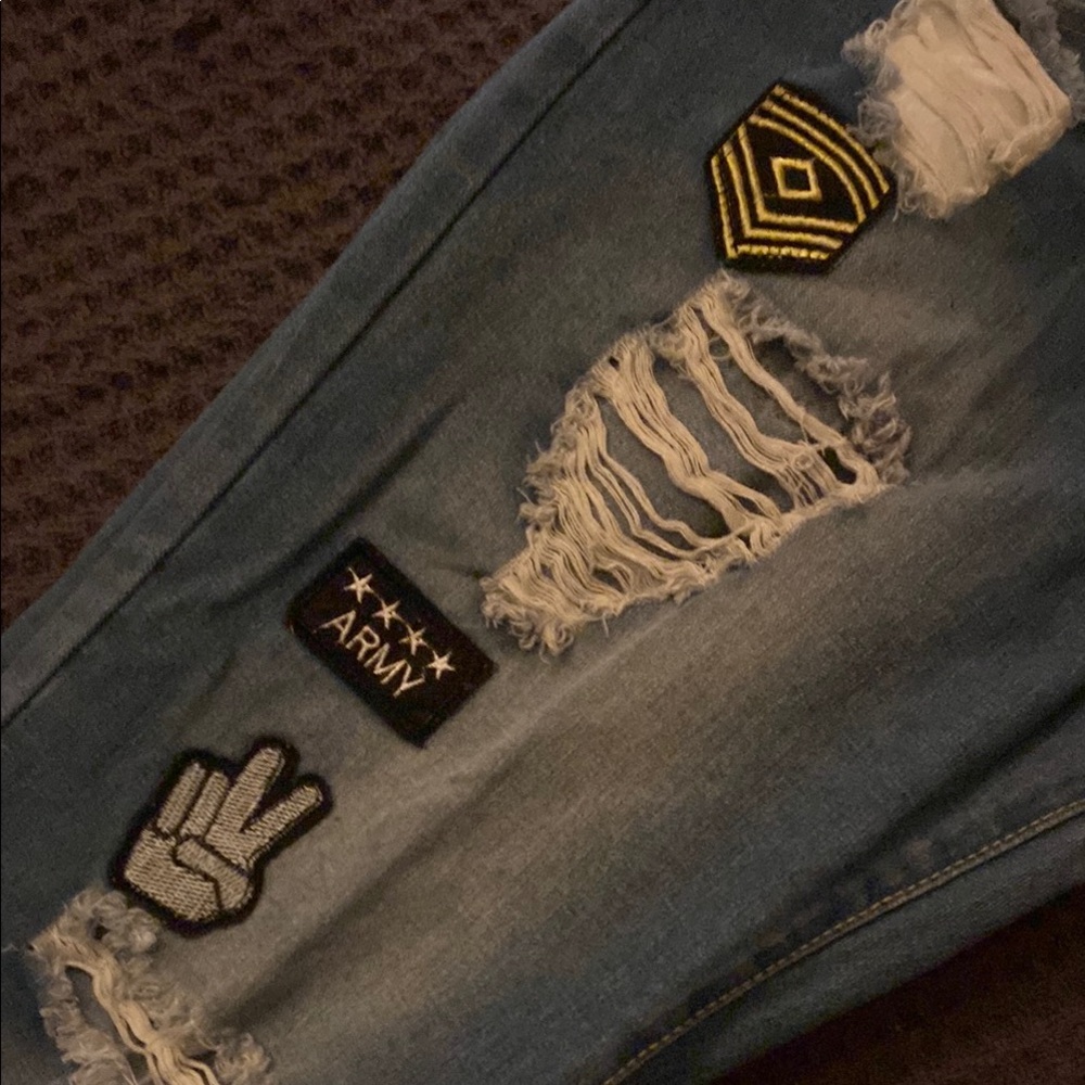 Men's Blue Jeans with Patches